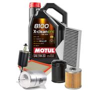 Kit Inspección Filtros + 5 Litros Aceite MOTUL 8100 5W30 C2 C3 Ford Fiesta VI