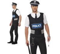 Kit Instantáneo Adulto Policía Smiffys Cuerpo Completo Disfraz Hombre, Negro