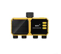 Kit inteligente de riego por goteo solar, sistema programable de temporizador de riego de 4 vías, riego automático de plantas con carga para césped de jardín