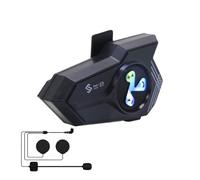 Kit Intercom para Casco Moto - Intercom Integrado para Casco - Auriculares con Luz Colorida, Impermeables, Asistente Vocal, Reducción de Ruido para Mujeres, Motonieve, Ciclismo, Exterior
