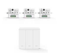 Kit Interruptor de Luz Smart WiFi - Receptor + Interruptor Inalámbrico, Control Remoto Inteligente Compatible con App Tuya y Google Home/Alexa (3 Receptores y 1 Interruptor (3 Botones))
