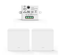 Kit Interruptor de Luz Smart WiFi - Receptor + Interruptor Inalámbrico, Control Remoto Inteligente Compatible con App Tuya y Google Home/Alexa (1 Receptor y 2 Interruptores (1 Botón))