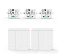 Kit Interruptor de Luz Smart WiFi - Receptor + Interruptor Inalámbrico, Control Remoto Inteligente compatible con App Tuya y Google Home/Alexa (3 Receptores y 2 Interruptores (3 Botones))