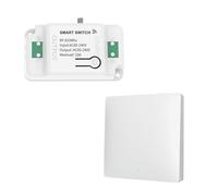 Kit interruptor inalámbrico RF, 1 centralita receptor + 1 interruptor RF sin batería, 220 V 10 A, sin cables, IP20 blanco