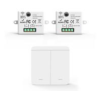 Kit Interruptor Luz Smart WiFi - Receptor + Interruptor Inalámbrico, Control Remoto Inteligente Compatible con App Tuya y Google Home/Alexa (2 Receptores y 1 Interruptor (2 Botones))