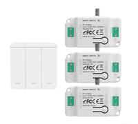 Kit Interruptor Remoto 3 Receptores 433MHz Kit Interruptor Remoto | Instalación sin obras, evita cableado , para ideal reforma rápida, plástico , 3 vías control