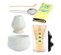 Kit japonés de matcha - Herramientas tradicionales de matcha, juego de té de cerámica | Juego de 7 batidores Matcha con cuchara, accesorios de matcha premium para los amantes del té, preparación