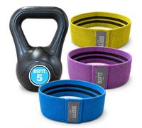 Kit Kettlebell BSFIT con Bandas Circulares de Resistencia - Pesa Rusa Antideslizante con Hip Bands Textiles para Glúteos, Piernas, Fitness, Cross Training y Entrenamiento en Casa (5 kg + Bandas)