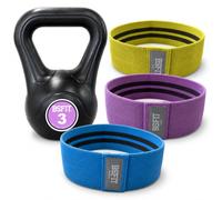 Kit Kettlebell BSFIT con Bandas Circulares de Resistencia - Pesa Rusa Antideslizante con Hip Bands Textiles para Glúteos, Piernas, Fitness, Cross Training y Entrenamiento en Casa (3 kg + Bandas)