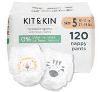 Kit & Kin Pañales ecológicos y sostenibles de alta calidad, talla 5, hipoalergénicos, con capa de secado rápido, veganos y sin cloro, protección superior contra fugas, 120 pañales