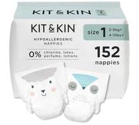 Kit & Kin Pañales Talla 1 Neonato (2-5 kg) 152 Unidades, Hipoalergénicos, de Origen Vegetal, Protección Antifugas Superior, Veganos y Cruelty-Free