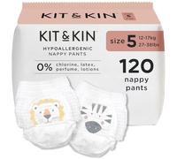 Kit & Kin Pañales Talla 5, hipoalergénicos, con capa de secado rápido, veganos y sin cloro, protección superior contra fugas, 120 pañales