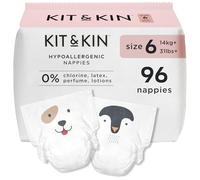Kit & Kin Pañales Talla 6 (14+ kg) 96 Unidades, Hipoalergénicos, de Origen Vegetal, Protección Antifugas Superior hasta 12 horas, Veganos y Cruelty-Free