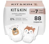 Kit & Kin Pañales Talla 7 (17+ kg) 88 Unidades, Hipoalergénicos, de Origen Vegetal, Protección Antifugas Superior hasta 12 horas, Veganos y Cruelty-Free