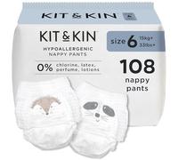 Kit & Kin Pantalones de pañales, talla 6, hipoalergénicos, veganos y sin cloro, protección superior contra fugas