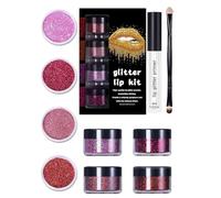 Kit labbra glitterato 3 colori, polvere metallizzata altamente pigmentata per cosmetici labbra, rossetto glitterato 4 colori,labbra lucide a lunga tenuta per trucco labbra artistic,1Set