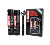 Kit limpiador lubrifica cadena Motul Chain Clean C1 + Motul C3 Chain Lube Off Road + Cepill