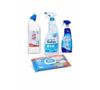 Kit Limpieza Baño Completo - WC con Lejía + Limpiador Baños 1,5L + Antical + Toallitas - Pack 4 Productos Desinfección y Brillo