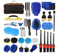 Kit Limpieza Coche,36 pcs Juego de limpieza de coche,Cepillo para Taladro Limpieza,Cepillo Limpieza Coche con Cepillos,Esponjas para Pulir,Kit Limpieza Coche Interior para Interior Y Exterior