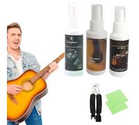 Kit Limpieza para Guitarra,Kit Mantenimiento de Guitarra,Aceite Limpiador de Cuerdas,50ml Aceite Abrillantador,60ml Aceite Limón para Diapasón y Tela Limpieza,Guitar Cleaning Kit