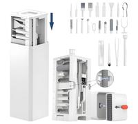 Kit Limpieza Teclado y Móvil 32 en 1, Kit Limpieza PC Multifunción para Portátil, AirPods, iPhone & Pantallas, Herramientas con Keycap Puller & Cepillo Limpiador para Gaming Setup y Oficina