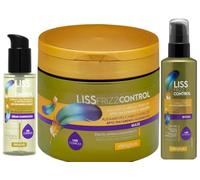 [Kit Liss Frizz | Control del Cabello Rebelde] Serum iluminador + Hidrocrema + Mascarilla [con vitamina E y queratina, protección térmica]
