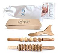 Kit maderoterapia corporal - Rodillo anticelulitico - Rodillo maderoterapia - 2 rodillo masaje muscular más tabla moldeadora de madera, manual de instrucciones y caja