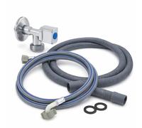 Kit Manguera Lavadora Entrada Agua + Tubo Desagüe Flexible + Grifo Llave de Paso | Conjunto Universal todo en uno para Lavadora y Lavavajillas | Instalación Fácil y Ajuste Estándar