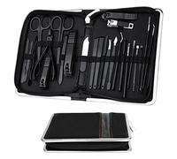Kit Manicura Profesional 26 Piezas Set de Manicura y Pedicura Kit Inoxidable Completo Estuche Manicura Mujer Hombre Corta Uñas Adulto con Alicate Cortauñas Alicates Uñas Pies Tijeras Cortar | Negro