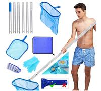 Kit Mantenimiento Piscina,Recoge Hojas para Piscinas,Dos Red Limpieza Piscina -Para Uso en Aguas Profundas y Poco Profundas-2.25M Pertiga Piscina,Para Piscinas,Estanques y Piscinas de Hidromasaje