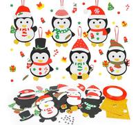 Kit Manualidades Navidad para Niños, 12 Piezas Colgantes de Navidad Pingüino, DIY Adorno Navidad Arbol Personalizado, Pegatina de Espuma Navidad Niños para Decoraciones Creativas Colgantes