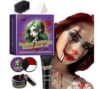 Kit Maquillaje Halloween,Halloween Special Effects Makeup Set,Maquillaje Halloween con Sangre Falsa y Pinturas Cara,Pintura Cara,Cera para Cicatrices,Fake Blood Coagulada,Carnaval Vampiro Zombie Clown