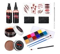 Kit Maquillaje Halloween Sangre Falsa, Maquillaje Cosplay Halloween, Cera para Cicatrices, Pintura Corporal, Crema Sangre Falsa, Perfecto para Cosplay, Halloween, Fiestas y Carnavales