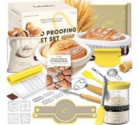 Kit Masa Madre 25 Piezas - Banneton de Cuerda de Algodón y Accesorios Panadería - Utensilios para Hacer Pan Casero - Regalo Ideal para Panaderos, Mujeres y Mamás