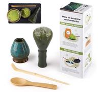 Kit Matcha 4 Piezas, Kit Matcha, Incluye Batidor Matcha de Resina, Cuchara Tradicional, Cuchara para Té, Soporte para Batidor Matcha, el Set Perfecto Para Preparar Una Taza, Azul degradado