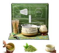 Kit Matcha, 7pcs Japanese Matcha Set incluye batidora de bambú, tazón de cerámica, cuchara, soporte de cuchara, tamiz, poca de cocina y soporte para los amantes del té de los regalos del batidor de r