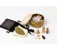 Kit Místico Completo Wax Melts - Lata Dorada 22 Piezas Artesanales con Palo Santo, Hierbas aromáticas, Pan de Oro y Fragancia Intensa - Ritual de Limpieza Energética, Armonía y Prosperidad