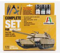 Italeri 72004 1:72 M-1 Abrams - Set completo de construcción de maquetas, kit de construcción, construcción de modelos de pie, manualidades, aficiones, pegar, kit de plástico, incluye accesorios