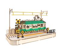 Kit Modelo Tram De Madera - Modelo De Coche De Ciudad Clásica 3D, Juguete De Construcción De Bricolaje Educativo, Juego De Rompecabezas De Madera Creativo | Kit De Montaje -Para Decoración Para