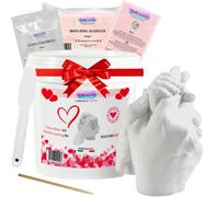 Kit Molde de Manos para Esculturas 3D de Pareja, Adultos, Familia y Niños.Completo Alginato y Yeso.Idea Regalo y Conjunto Completo con Accesorios, Yeso y Alginato para Moldes y Huellas Recuerdo
