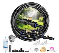 Kit Nebulizador Terraza, Pulverizador Agua Exterior, con Manguera Duradera y Boquillas Extraíbles, Sistema Vaporizador Nebulización Con filtro (15M)