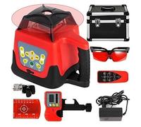 Kit Nivel Láser Rotativo Autonivelante 360°, Alcance 500m Láser Construcción Alta Precisión Impermeable, Receptor Mando a Distancia para Nivelado Exterior Alineación