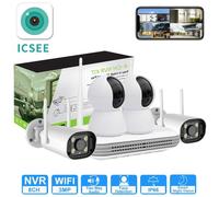 Kit NVR ICSee de 4 cámaras Smart WiFi de 3 MP - 2 domos + 2 balas externas