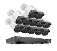 Kit NVR PoE De 16 Canales Y 5 MP, Cámaras Seguridad con Audio Bidireccional, H.265+, Cámara IP, 4K, Videovigilancia For Exteriores(None,12pc5MPb)