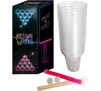 Kit Oficial Original Light Beer Pong | Kit Completo de Cerveza Ligera Ligera | 22 Copas Americanas | 24 Barras de luz | 2 Bolas Fluorescentes | OriginalCup®
