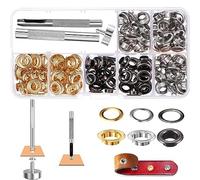 Kit Ojetes Metalicos Ojales Metalicos 6mm Ojales para Lonas con Herramienta de Ojetes Metal para Toldos Cuero Cortinas Banderas Carpas 180Kit (6MM)
