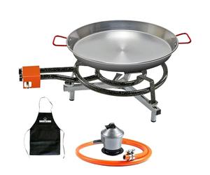 Kit paellero 40cm Garcima + paellera 42cm + soporte sobremesa + regulador y manguera Kabra