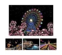 Kit Paint by Scratch Kit - Hojas de papel A4 de 8,27 x 11,42 pulgadas | Rainbow City - Juego de papel rascador para visión nocturna | Kit de arte creativo con lápices de dibujo para adultos y niños