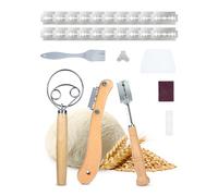 Kit Panadería 5 Piezas con Cuchilla para Pan, 2 Cuchillas Panadero Recta Curva con 20 Hojas de Repuesto, Batidor Danés, Rasqueta y Pincel, Accesorios para Masa Madre y Pan Artesanal, Acero Inoxidable
