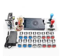 Kit Pandora Saga DX 9800 en 1 para copiar SANWA, joystick con botón LED chapado en cromo, aceptador de monedas, gabinete para máquina de arcada con tutorial (rojo y azul)
